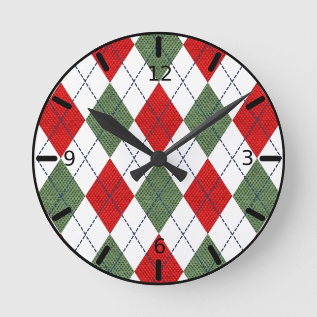 Mediano Reloj redondo de navidades Argyle (Anverso)