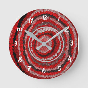 Mediano Reloj redondo de patrón de diseño circular rojo