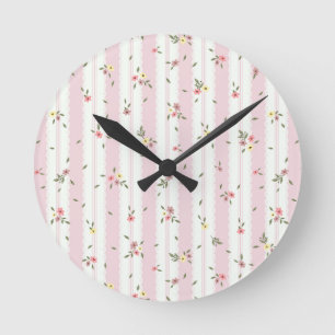 Mediano Reloj redondo de patrón floral delgado