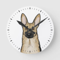 Reloj redondo de perro pastor alemán
