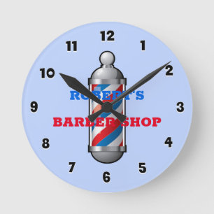 Mediano Reloj redondo de Personalizado de barbería de Pol