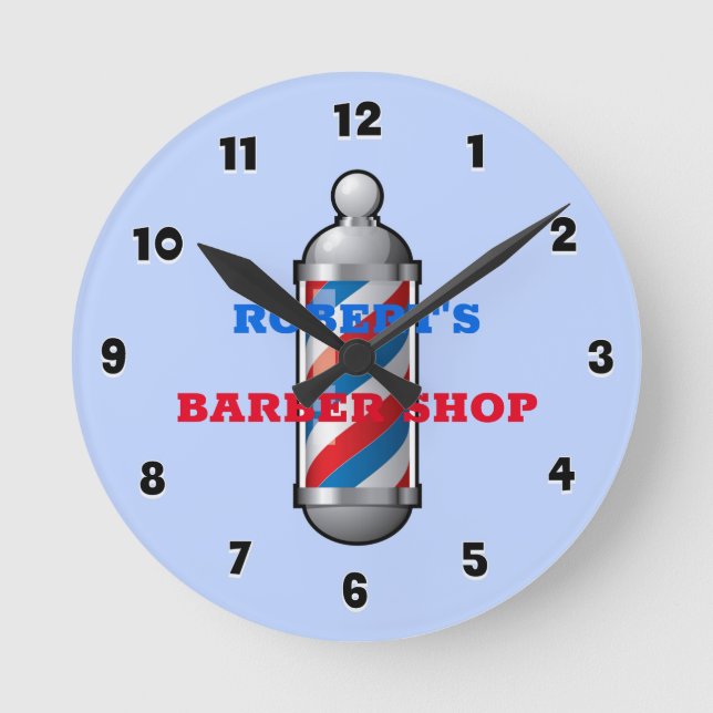 Mediano Reloj redondo de Personalizado de barbería de Polo (Anverso)