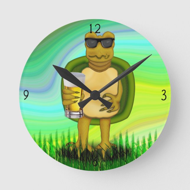 Mediano Reloj redondo de tortuga sedienta (Anverso)