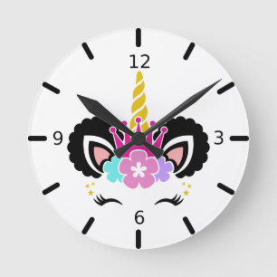 Mediano Reloj redondo de unicornio mágico de color
