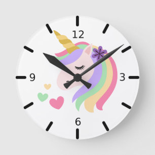Mediano Reloj redondo de unicornio mágico de color