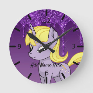 Mediano Reloj redondo de unicornio personalizado