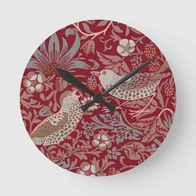 Mediano Reloj redondo de William Morris Strawberry Thief (Anverso)