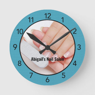 Mediano Reloj redondo del Personalizado de la Salon Nail A