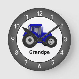 Mediano Reloj redondo del Personalizado del tractor azul