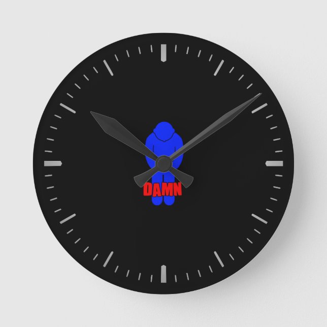 Mediano Reloj redondo delgado de la línea azul divertido (Anverso)
