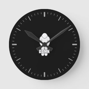 Mediano Reloj redondo delgado de la línea azul divertido