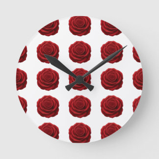 Mediano Reloj Redondo - Flor de Rosa Roja