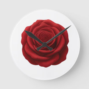 Mediano Reloj Redondo - Flor de Rosa Roja