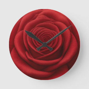 Mediano Reloj Redondo - Flor de Rosa Roja