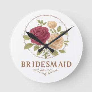 Mediano Reloj redondo floral blanco - Dama de honor