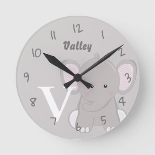 Mediano Reloj redondo gris personalizado para bebé