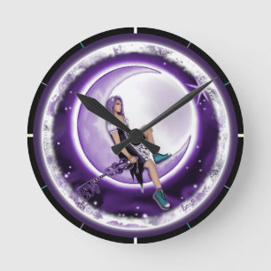 Mediano Reloj redondo infantil morado