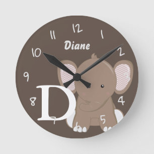 Mediano Reloj redondo marrón personalizado para bebé