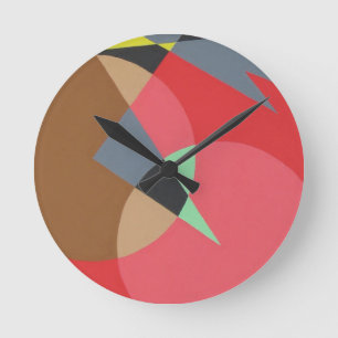 Mediano Reloj redondo minimalista con formas de brasa roja