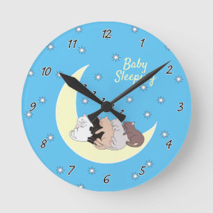 Mediano Reloj redondo numerado personalizable de gatitos d