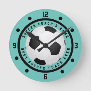 Mediano Reloj redondo personalizado azul turquesa para ent