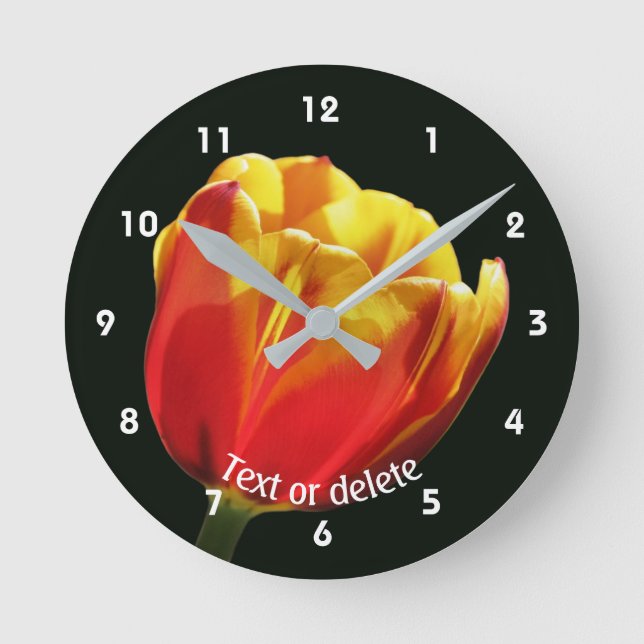 Mediano Reloj redondo personalizado de flor de tulipán vib (Anverso)