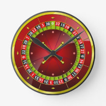 Reloj redondo rojo de la rueda de ruleta