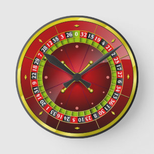 Mediano Reloj redondo rojo de la rueda de ruleta