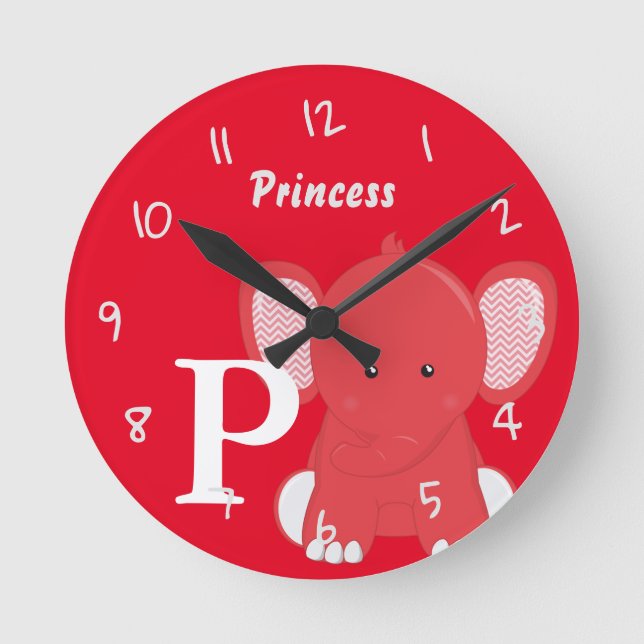 Mediano Reloj Redondo Rojo para Bebé Personalizado (Anverso)