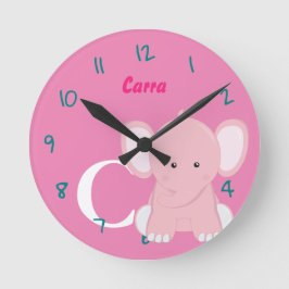Mediano Reloj Redondo Rosa Pastel Personalizado para Bebé