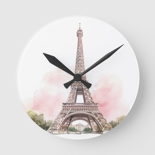 Mediano Torre Eiffel de París reloj redondo  (Anverso)