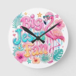 Mediano Ventilador de Jesús con reloj redondo de flamenco