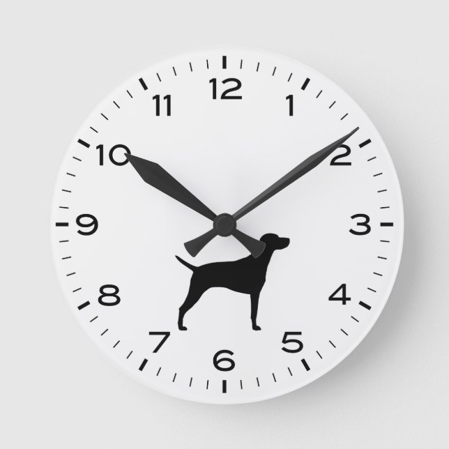 Mediano Vizsla Perro Raza Silhouette Reloj redondo (Anverso)