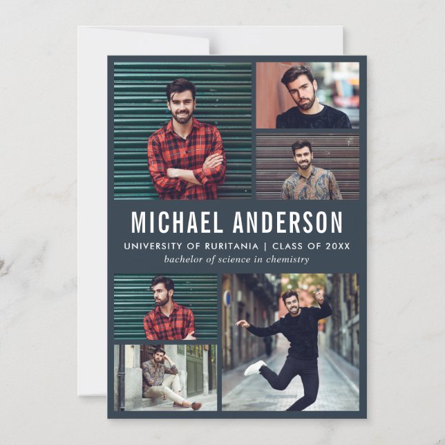 Medianoche 6 Invitación de graduados de pizarra fo (Anverso)