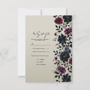 Medianoche Azul Borgoña Inky Floral Almond RSVP