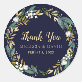 Medianoche Blue Winter Wreath Gracias Pegatinas