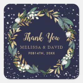 Medianoche Blue Winter Wreath Gracias Pegatinas