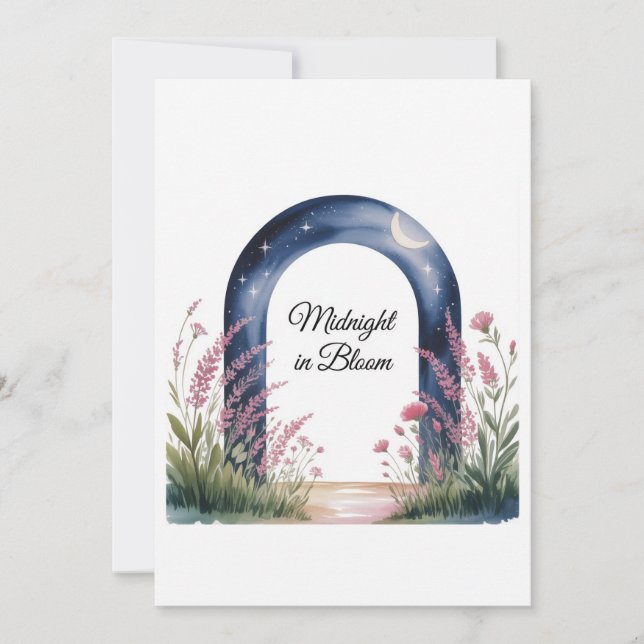 Medianoche en Bloom - Elegante invitación a la fie (Anverso)