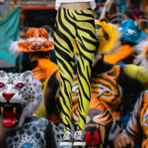 Medias Amarillas con Rayas de Tigre – Impresión de