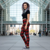 Medias con Estampado de Arlequín Negro y Rojo