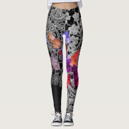 MEDIAS CON ESTAMPADO DE ENCAJE ANTIGUO Y MARIPOSAS