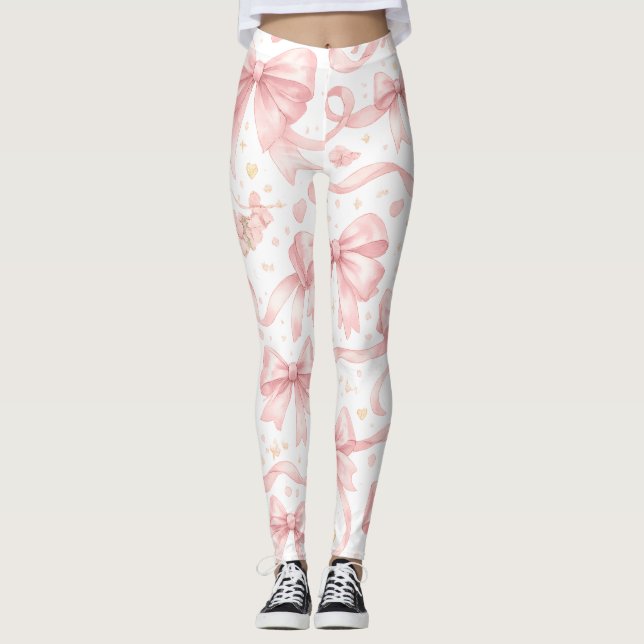 Medias con Estampado de Lazo Rosa (Anverso)