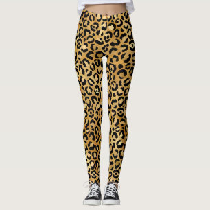 Medias con estampado de leopardo dorado