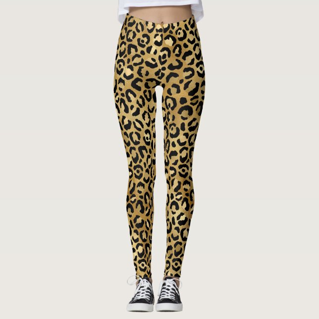 Medias con estampado de leopardo dorado (Anverso)