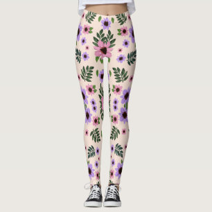 Medias con estampado floral con rosa