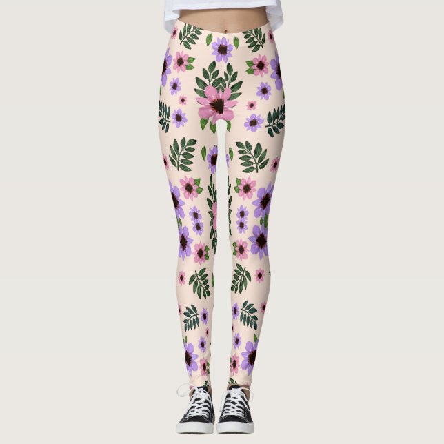 Medias con estampado floral con rosa  (Anverso)