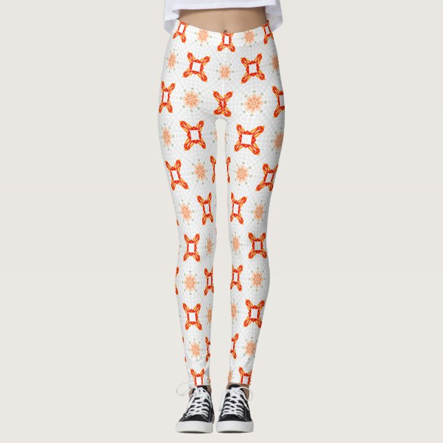 Medias con estampado floral y de marco naranja-roj (Anverso)