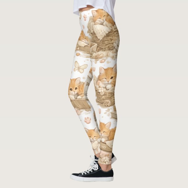 Medias con Patrón de Gato Naranja (Izquierda)