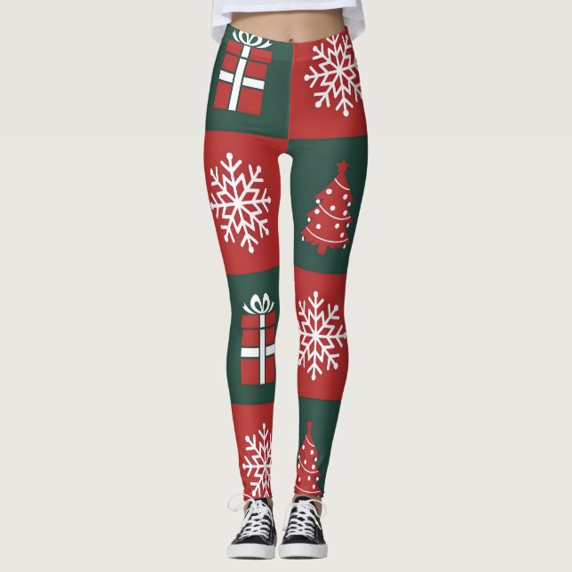 Medias con Patrón de Iconos Navideños Modernos (Anverso)
