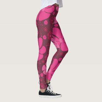 Medias con Patrón Floral Magenta Rosa Intenso